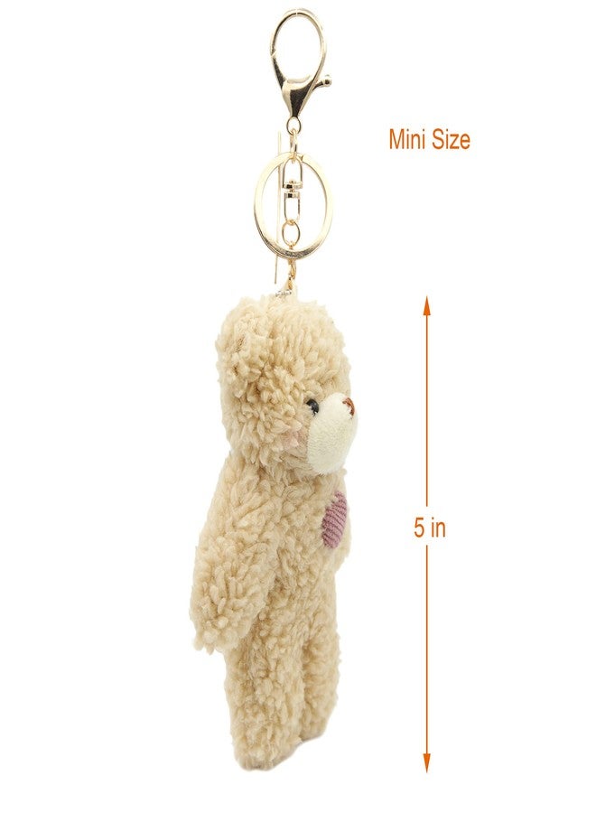 Zitokin Cute Bear Keychain for Backpacks, 2 Pcs Bear Plush Keychain with Heart 5" Inch Bag Charms for Women Girls Matching Gift (Pink & Green Heart) - Image 3